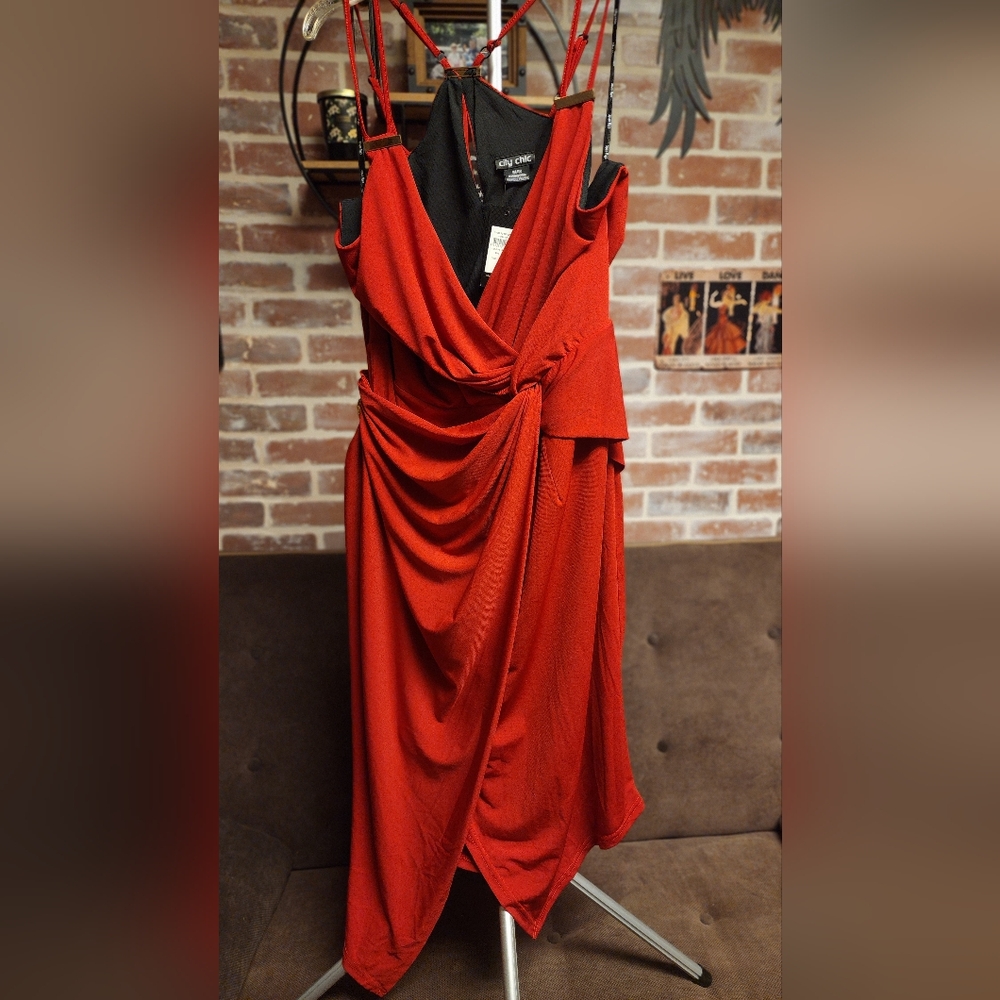 City Chic Asymmetrical Red Dress